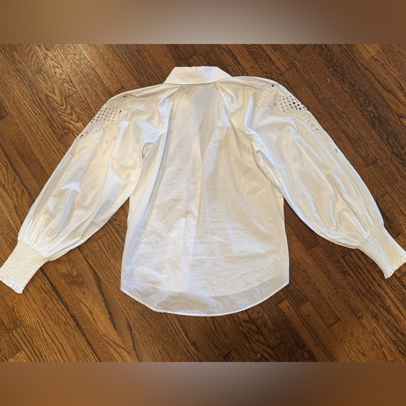 Veronica Beard Lilah Lace Cut Out Geometric Abstract White Eyelet Blouse Size 4 - Picture 11 of 11